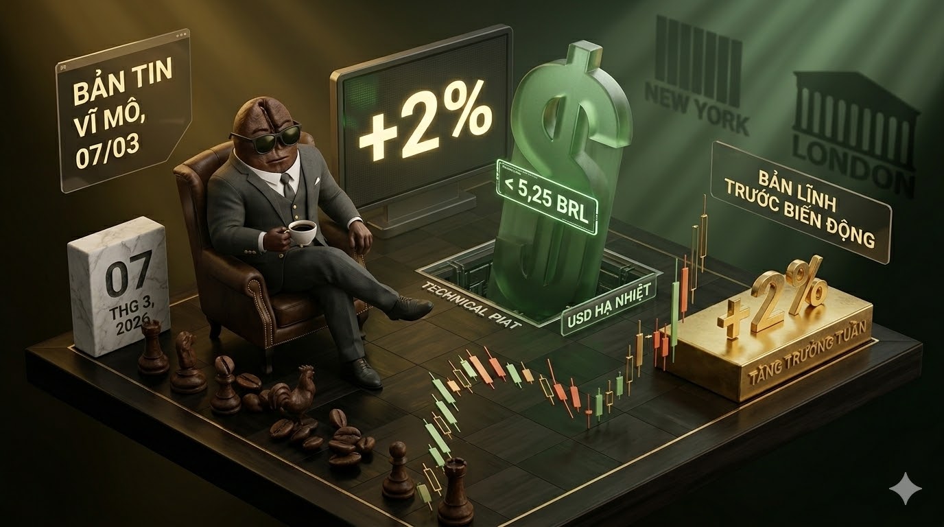 Vĩ mô Cà phê 07/03: Đồng USD lùi dưới mốc 5,25 BRL, khép lại tuần biến động mạnh với mức tăng lũy kế 2%